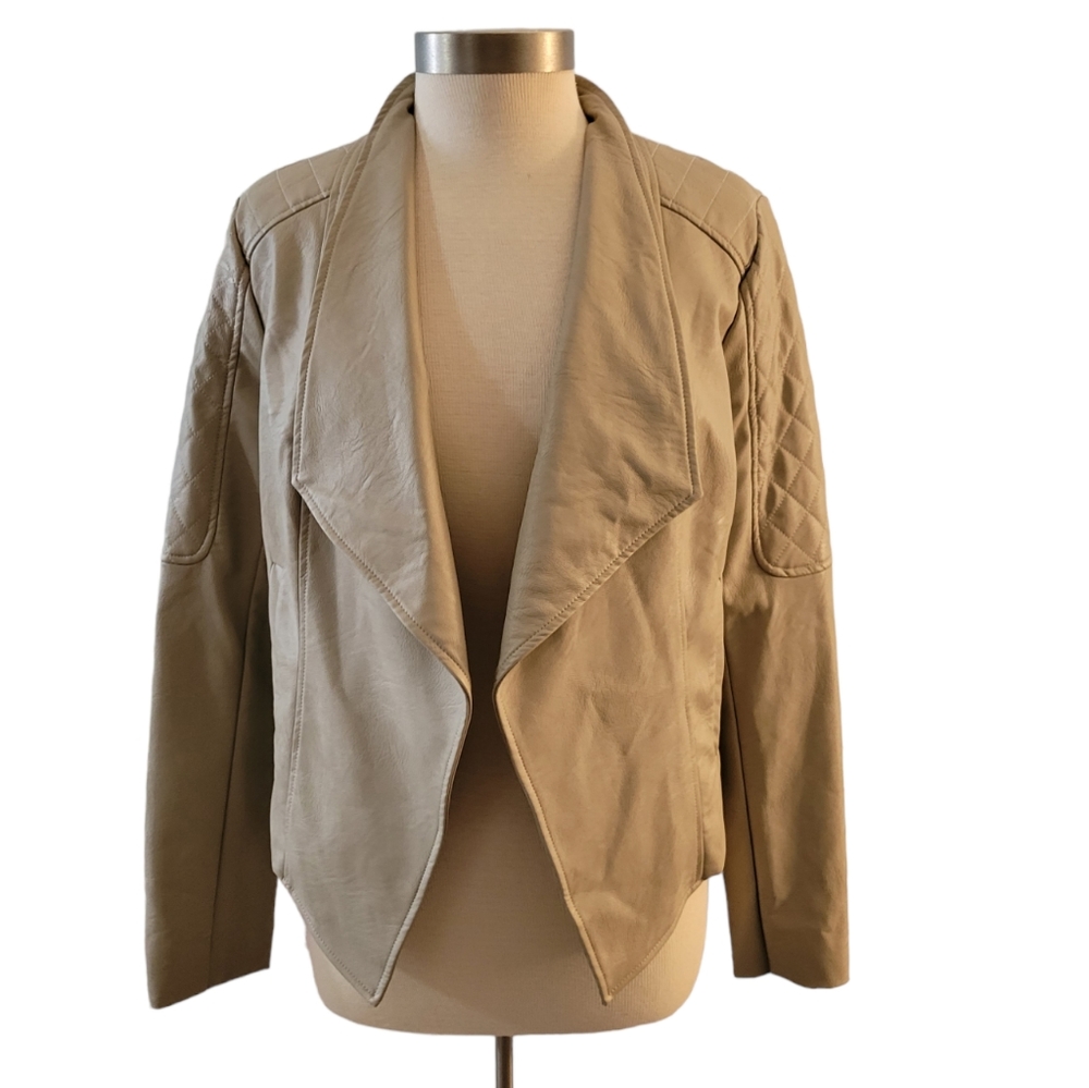 Jack By BB Dakota Faux Leather Jacket Medium Tan Quilted